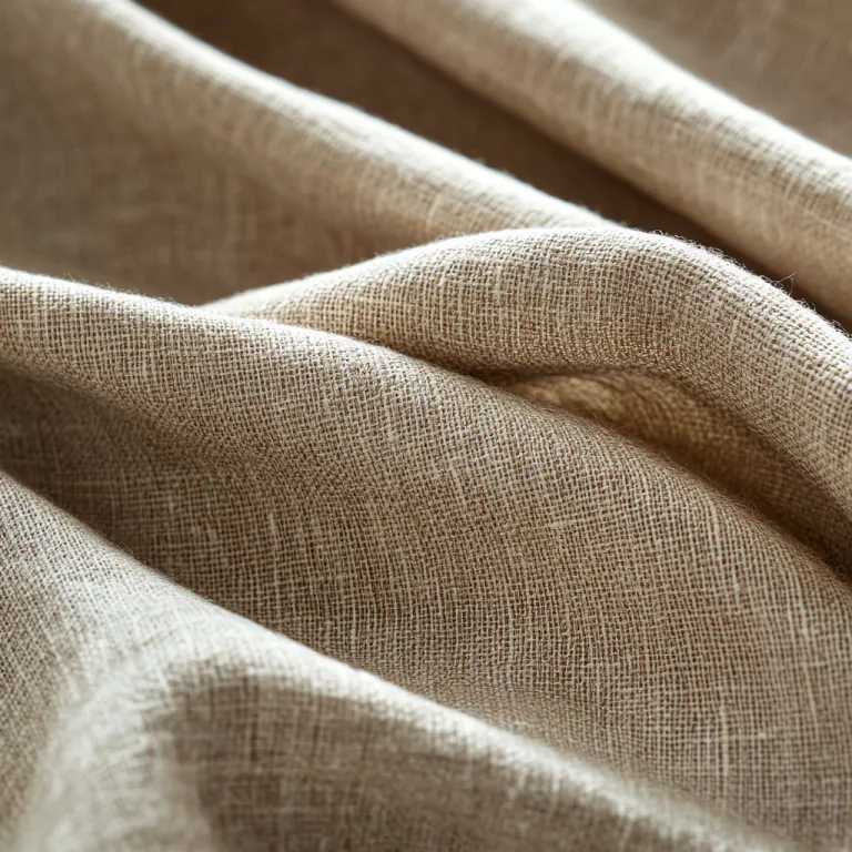 Льняная портьера Linen Blackout Drape с плотной складкой у окна